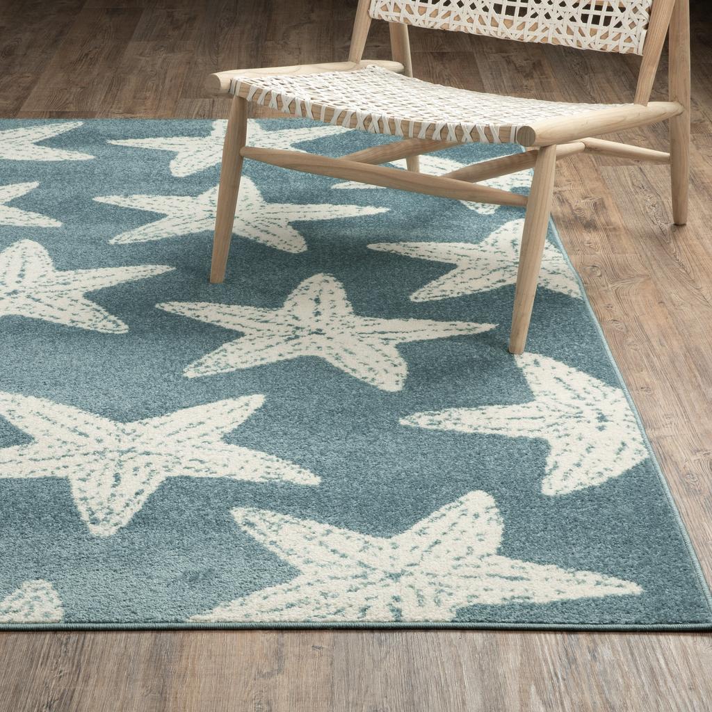 Oriental Weavers Quinn QUI02 Blue Rectangle Indoor Area Rug Coastal Pattern-