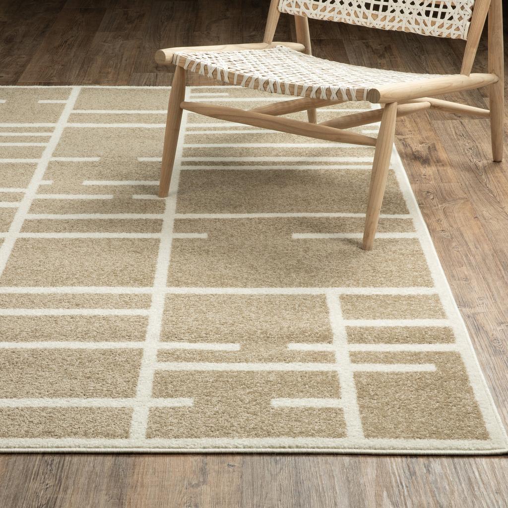 Oriental Weavers Quinn QUI04 Beige Rectangle Indoor Area Rug Geometric Pattern-