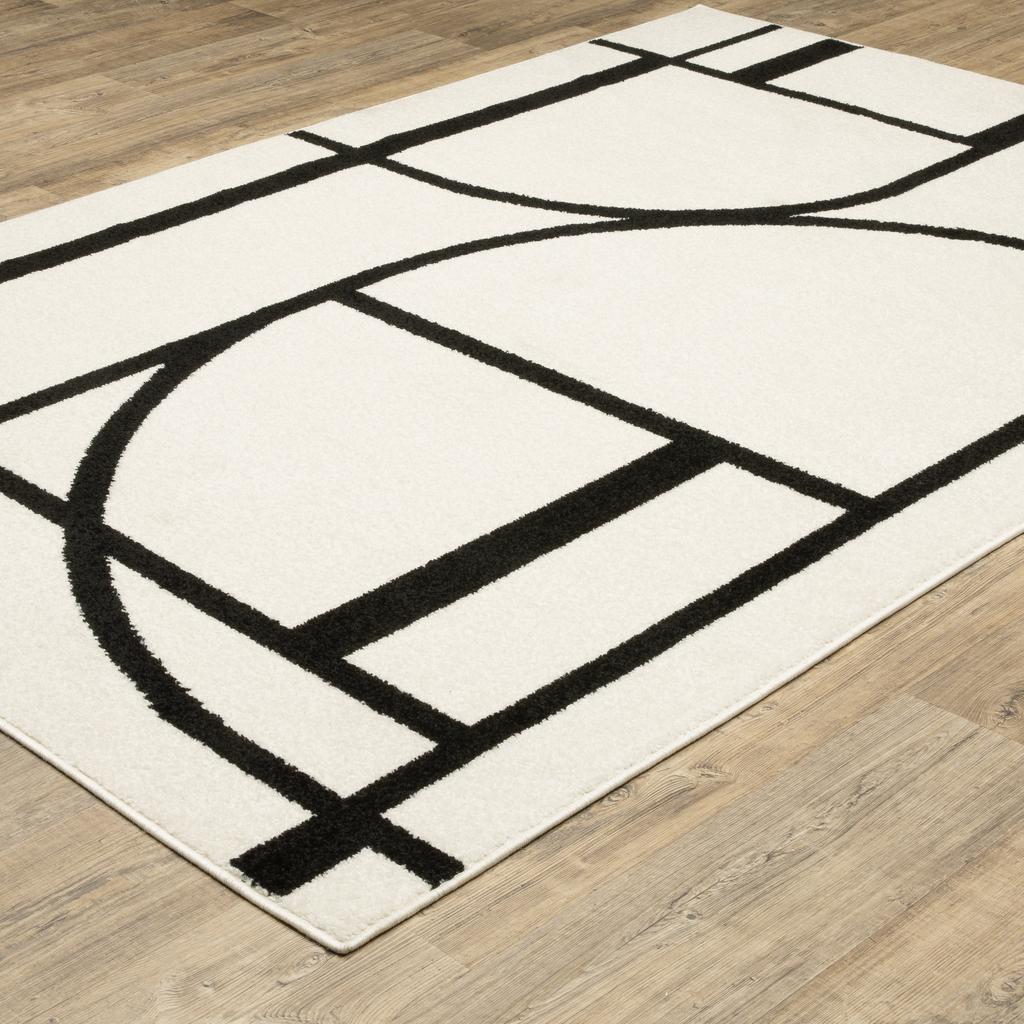 Oriental Weavers Quinn QUI06 Ivory Rectangle Indoor Area Rug Geometric Pattern-