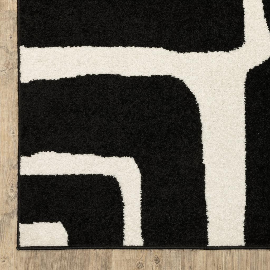 Oriental Weavers Quinn QUI08 Black Rectangle Indoor Area Rug Geometric Pattern-