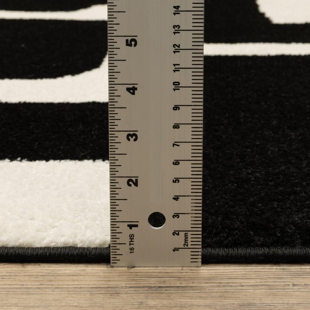 Oriental Weavers Quinn QUI08 Black Rectangle Indoor Area Rug Geometric Pattern-