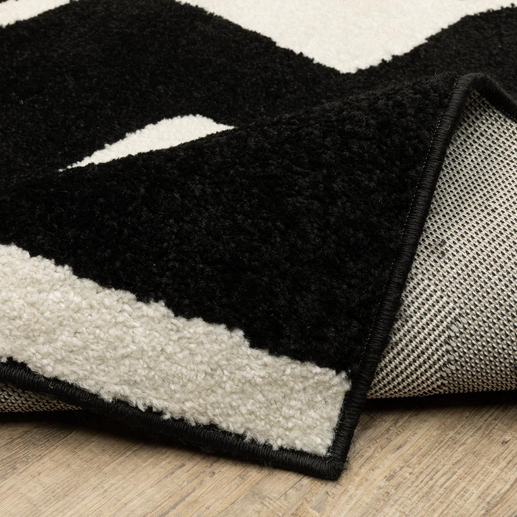 Oriental Weavers Quinn QUI08 Black Rectangle Indoor Area Rug Geometric Pattern-