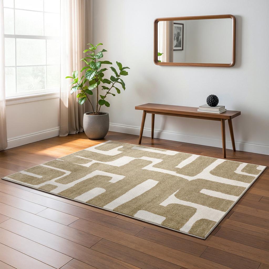 Oriental Weavers Quinn QUI09 Beige Rectangle Indoor Area Rug Abstract Pattern-