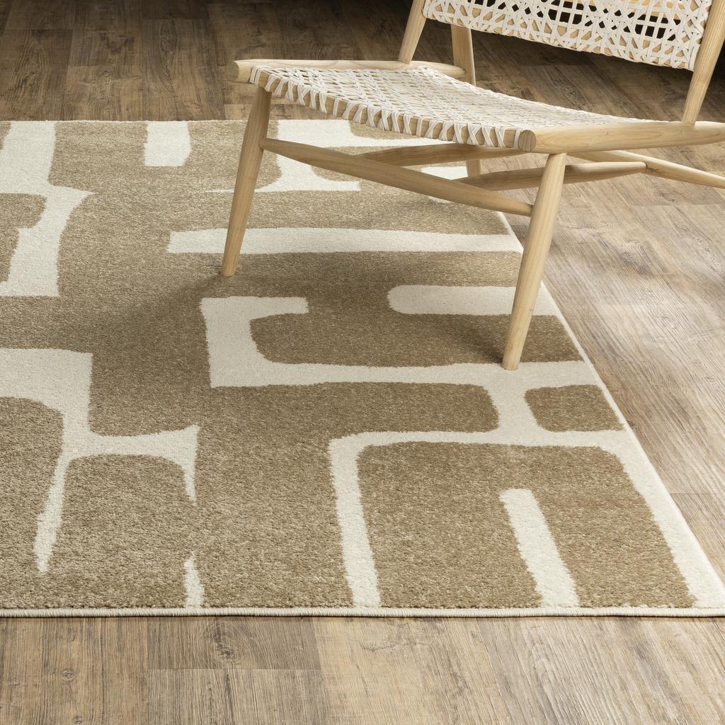 Oriental Weavers Quinn QUI09 Beige Rectangle Indoor Runner Abstract Pattern-