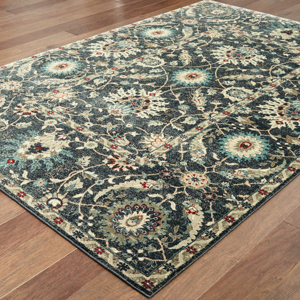 Oriental Weavers Raleigh 022K5 Two-Color Rectangle Indoor Area Rug - Soft & Stain Resistant Low Pile Rug with Floral Design-