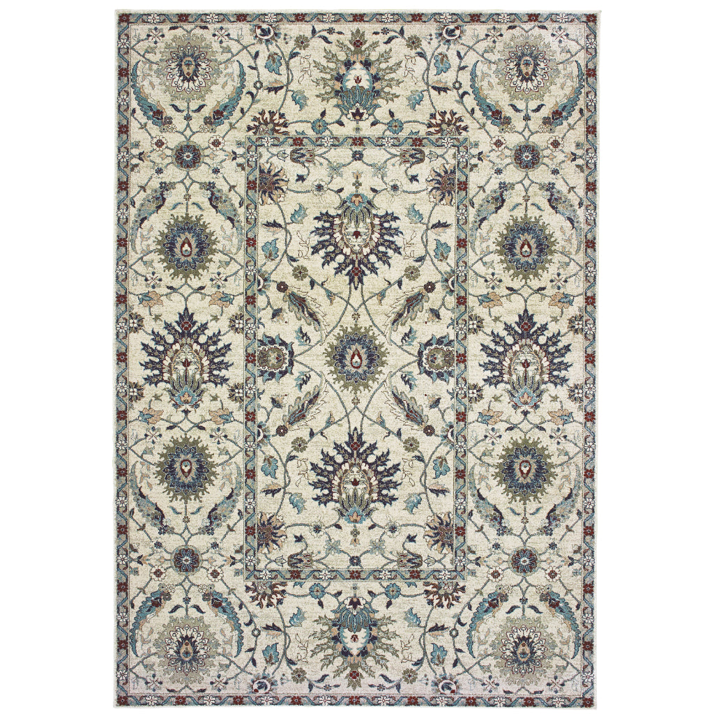 Oriental Weavers Raleigh 022Y5 Two-Color Rectangle Indoor Area Rug - Soft & Stain Resistant Low Pile Rug with Floral Design-