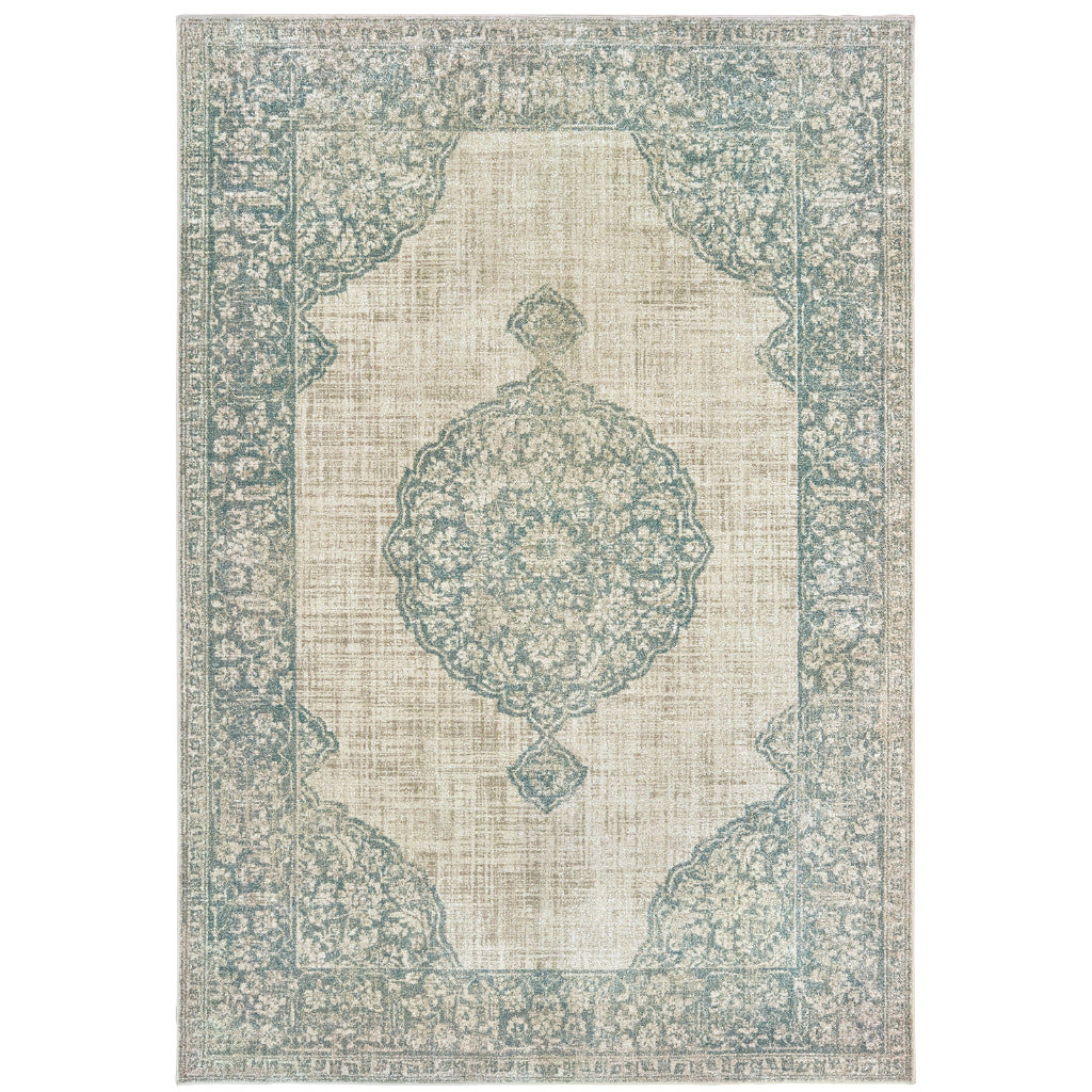 Oriental Weavers Raleigh 099J5 Two-Color Rectangle Indoor Area Rug - Soft & Stain Resistant Low Pile Rug with Medallion Design-