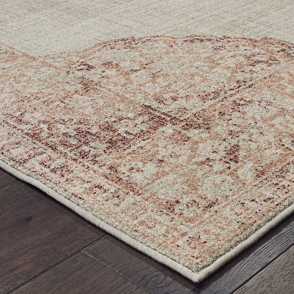 Oriental Weavers Raleigh 099W5 Two-Color Rectangle Indoor Area Rug - Soft & Stain Resistant Low Pile Rug with Medallion Design-