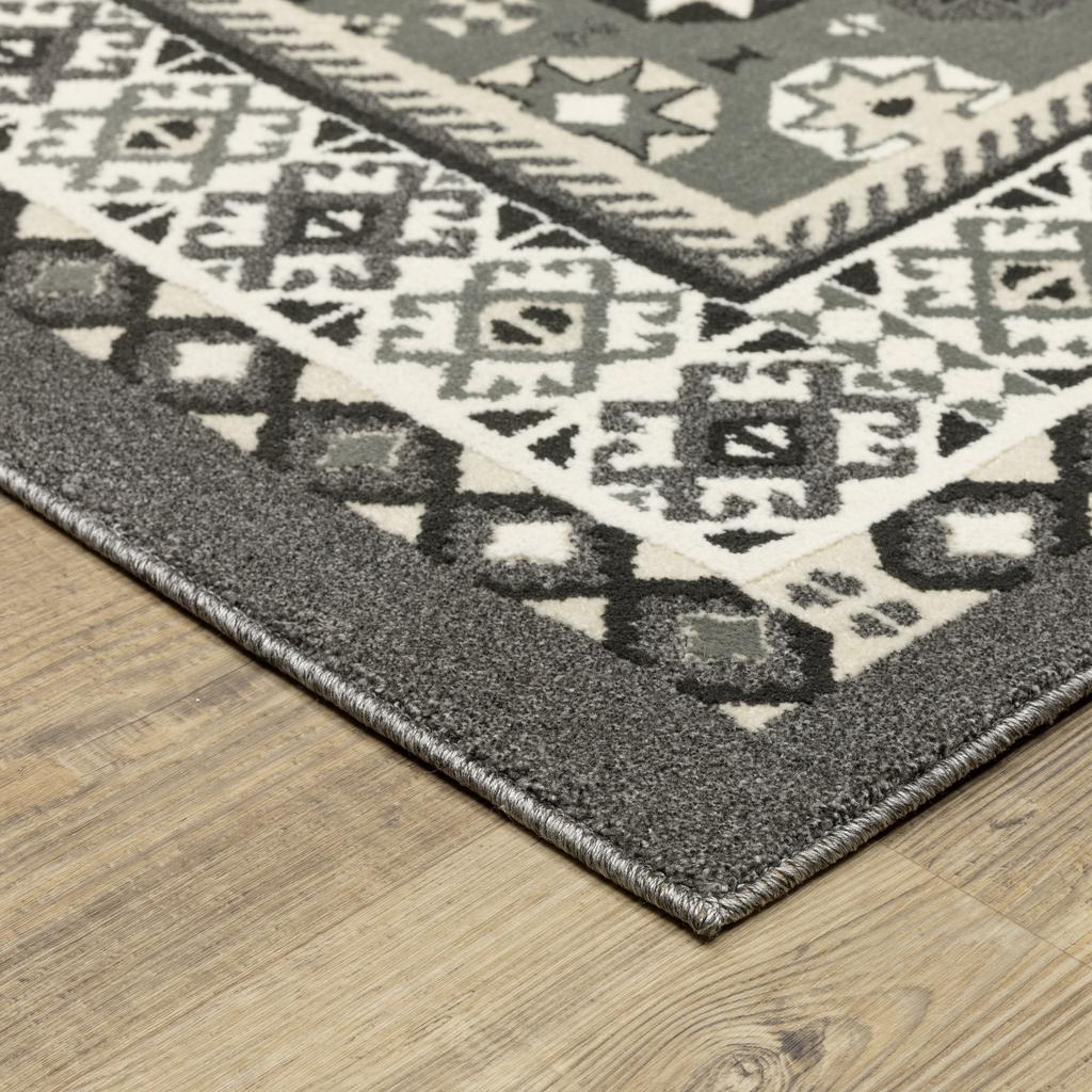 Oriental Weavers Raylan RAY02 Grey Rectangle Indoor Area Rug Medallion Pattern-