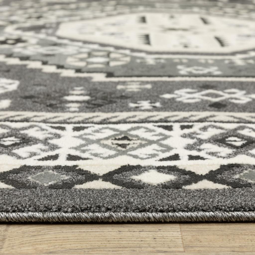 Oriental Weavers Raylan RAY02 Grey Rectangle Indoor Area Rug Medallion Pattern-