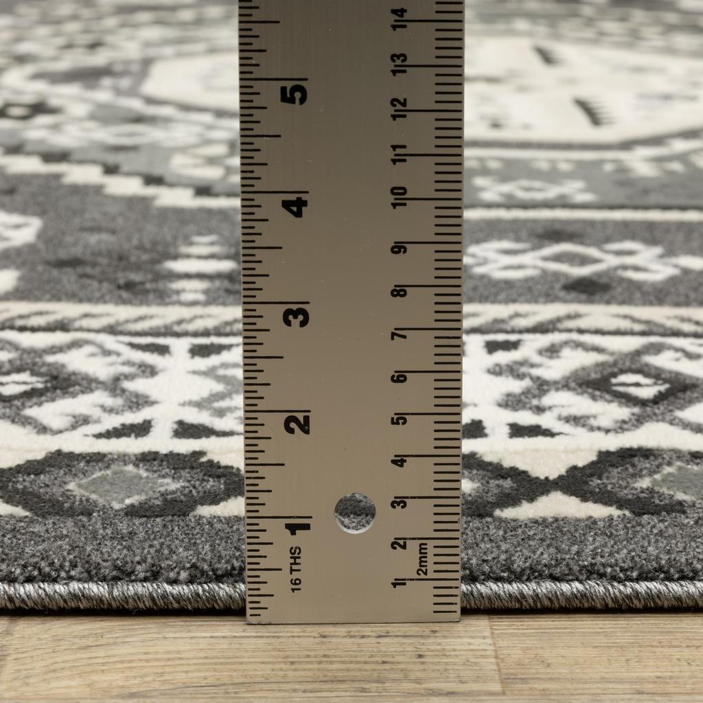 Oriental Weavers Raylan RAY02 Grey Rectangle Indoor Area Rug Medallion Pattern-