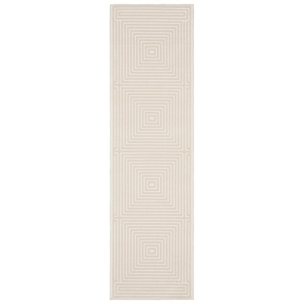 Oriental Weavers Raylan RAY04 Ivory Rectangle Indoor Runner Geometric Pattern-