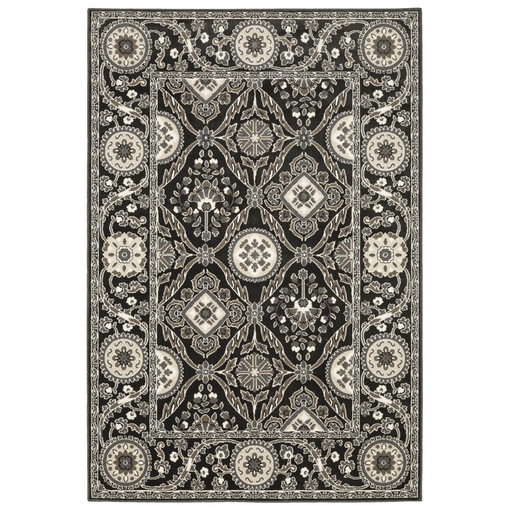 Oriental Weavers Raylan RAY05 Charcoal Rectangle Indoor Area Rug Oriental Pattern-