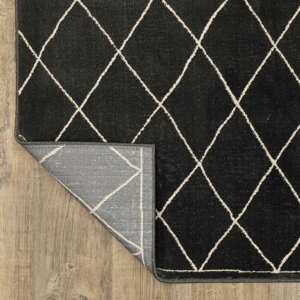 Oriental Weavers Raylan RAY12 Black Rectangle Indoor Area Rug Lattice Pattern-