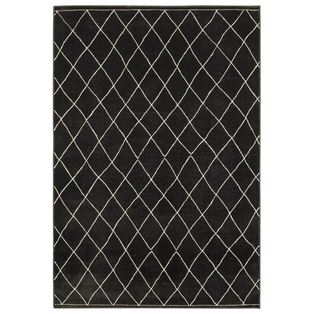 Oriental Weavers Raylan RAY12 Black Rectangle Indoor Area Rug Lattice Pattern-