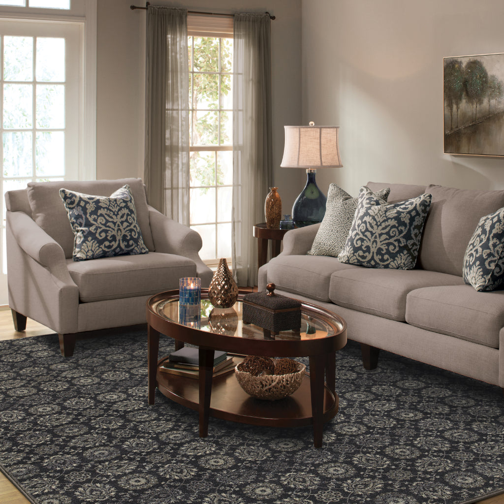 Oriental Weavers Richmond 214H3 Navy Rectangle Indoor Area Rug - Durable & Stain Resistant Low Pile Rug with Floral Design-