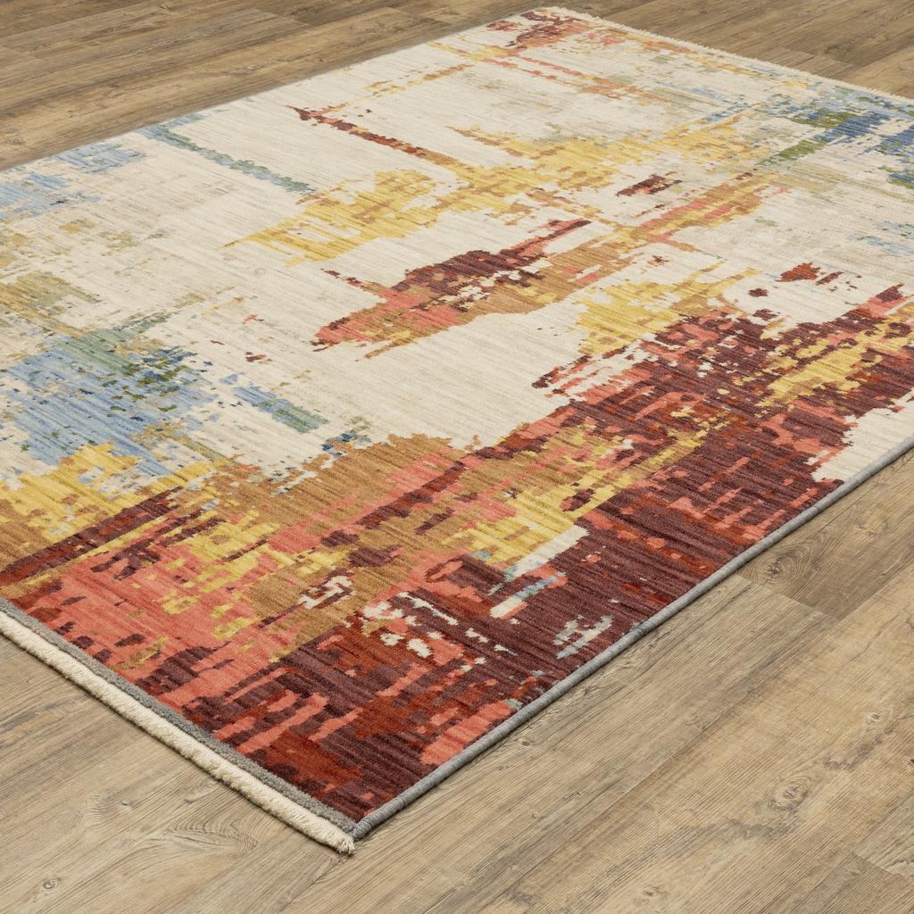 Oriental Weavers Soleri SOL01 Beige Rectangle Indoor Area Rug Abstract Pattern-