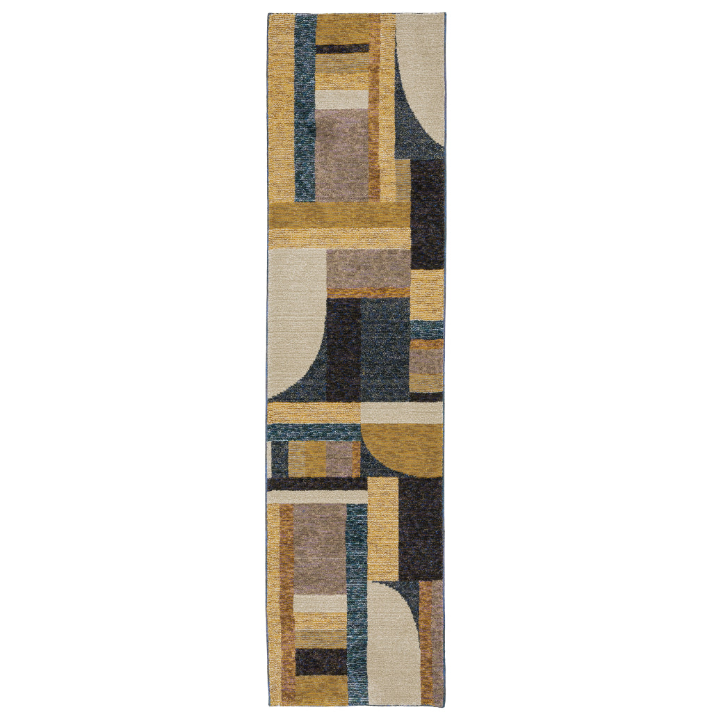 Oriental Weavers Strada STR01 Multicolor Rectangle Indoor Runner - Contemporary Stain Resistant Medium Pile Rug with Geometric Design-