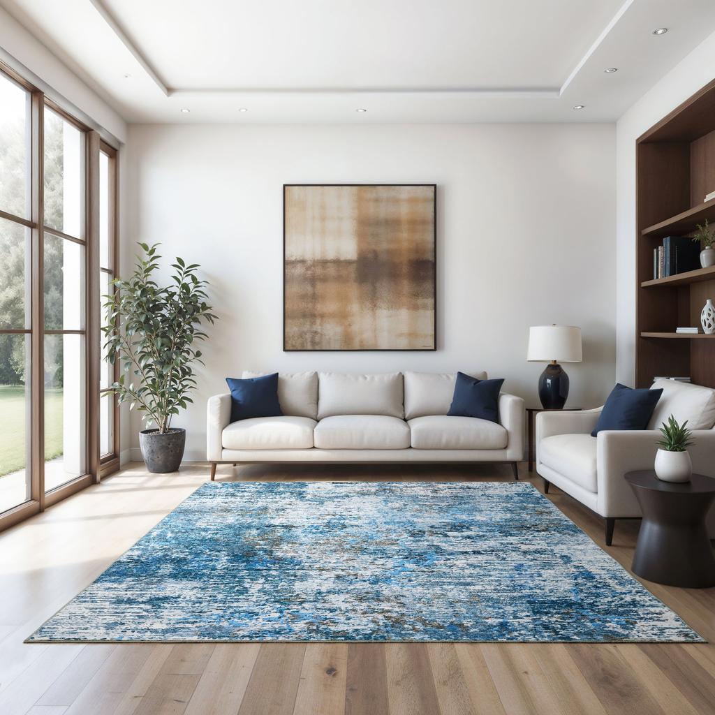 Oriental Weavers Sumter SUM14 Blue Rectangle Indoor Area Rug Abstract Pattern-