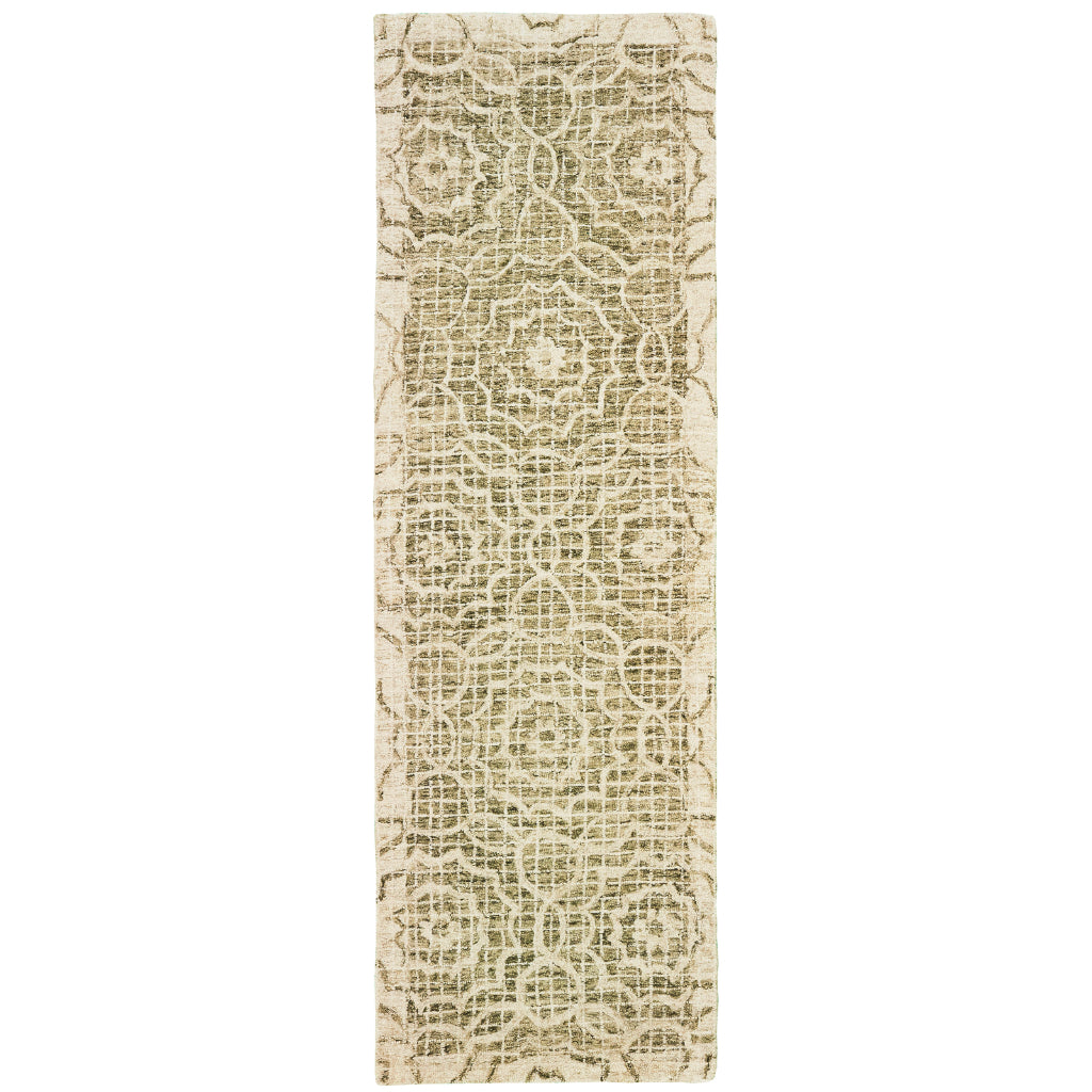 Oriental Weavers Tallavera 55606 Green Rectangle Indoor Runner - Cozy & Durable Hand Tufted Rug Made of 100% Wool-
