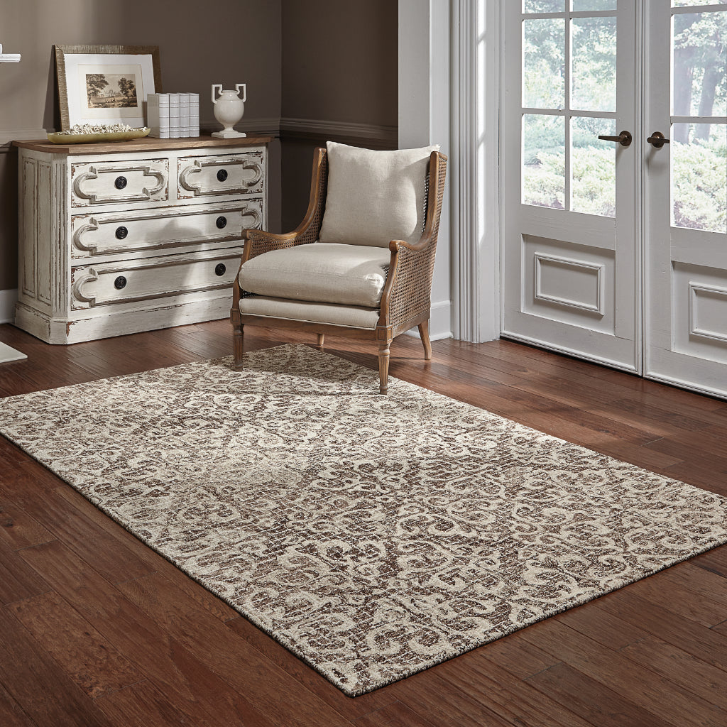 Oriental Weavers Tallavera 55607 Brown Rectangle Indoor Area Rug - Cozy & Durable Hand Tufted Rug Made of 100% Wool-