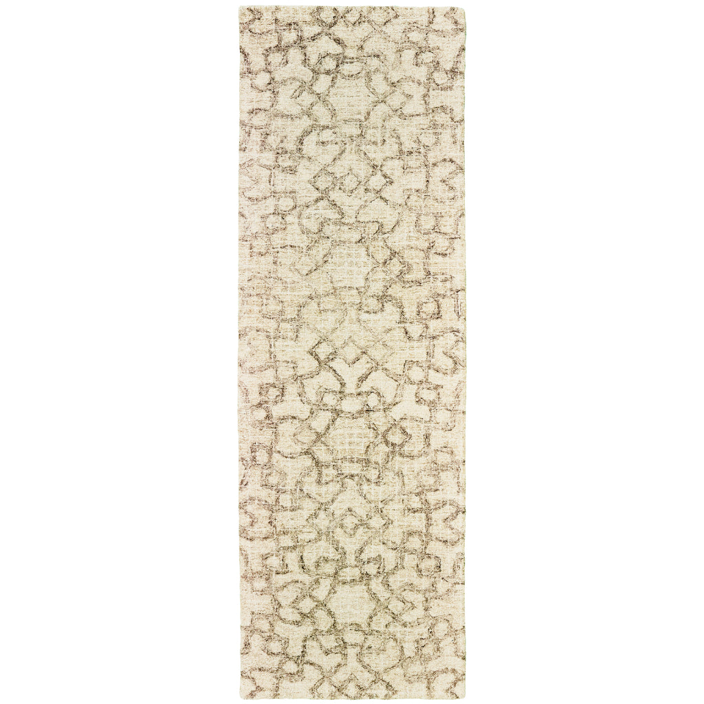 Oriental Weavers Tallavera 55608 Ivory Rectangle Indoor Runner - Cozy & Durable Hand Tufted Rug Made of 100% Wool-