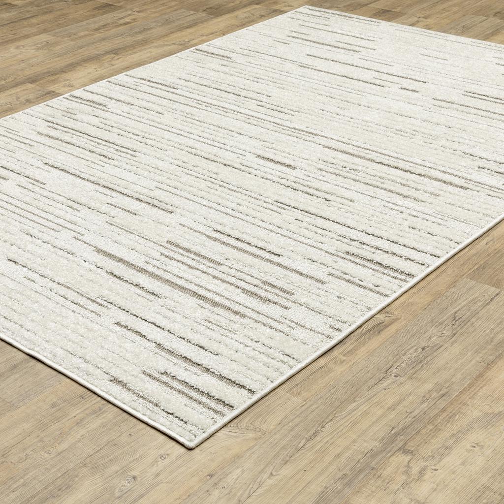 Oriental Weavers Tangier TAN07 Ivory Rectangle Indoor Area Rug Striped Pattern-