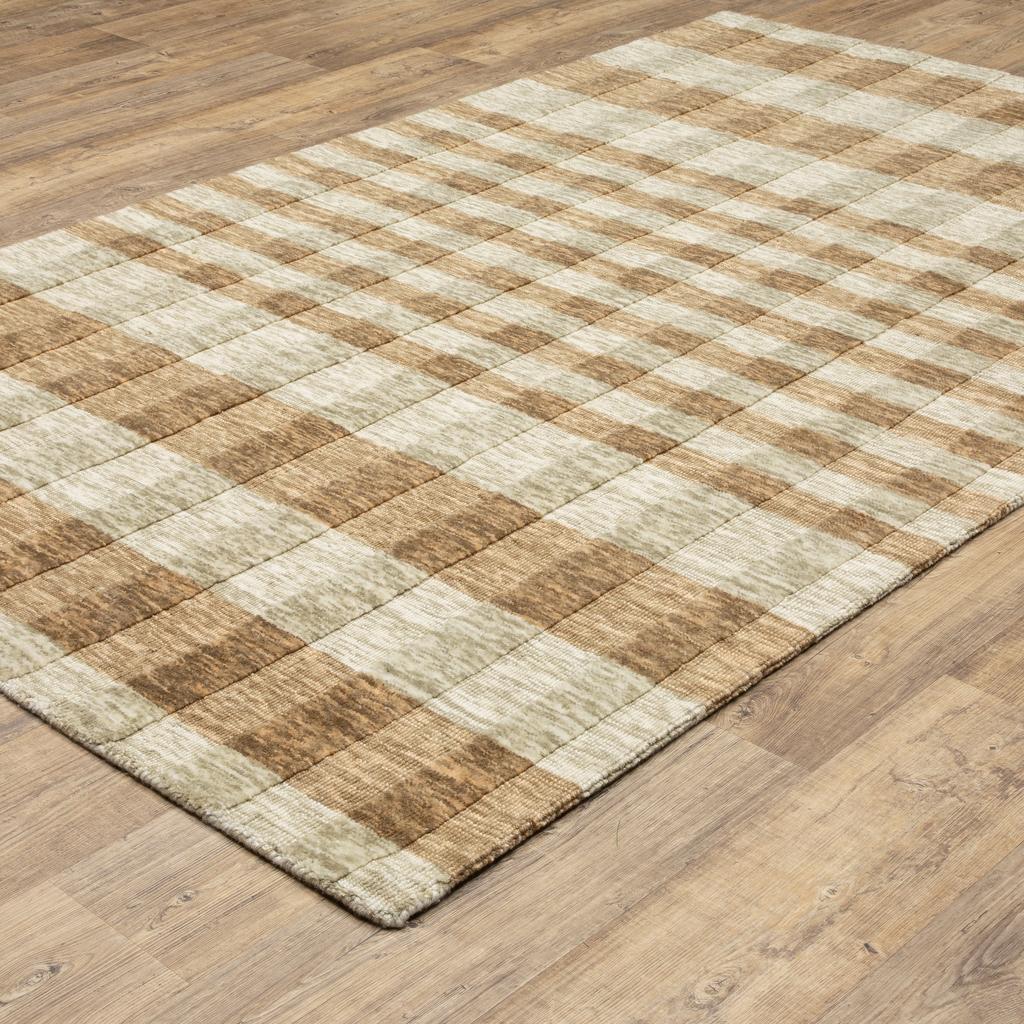 Oriental Weavers Thatcher THA04 Beige Rectangle Indoor Area Rug Striped Pattern-