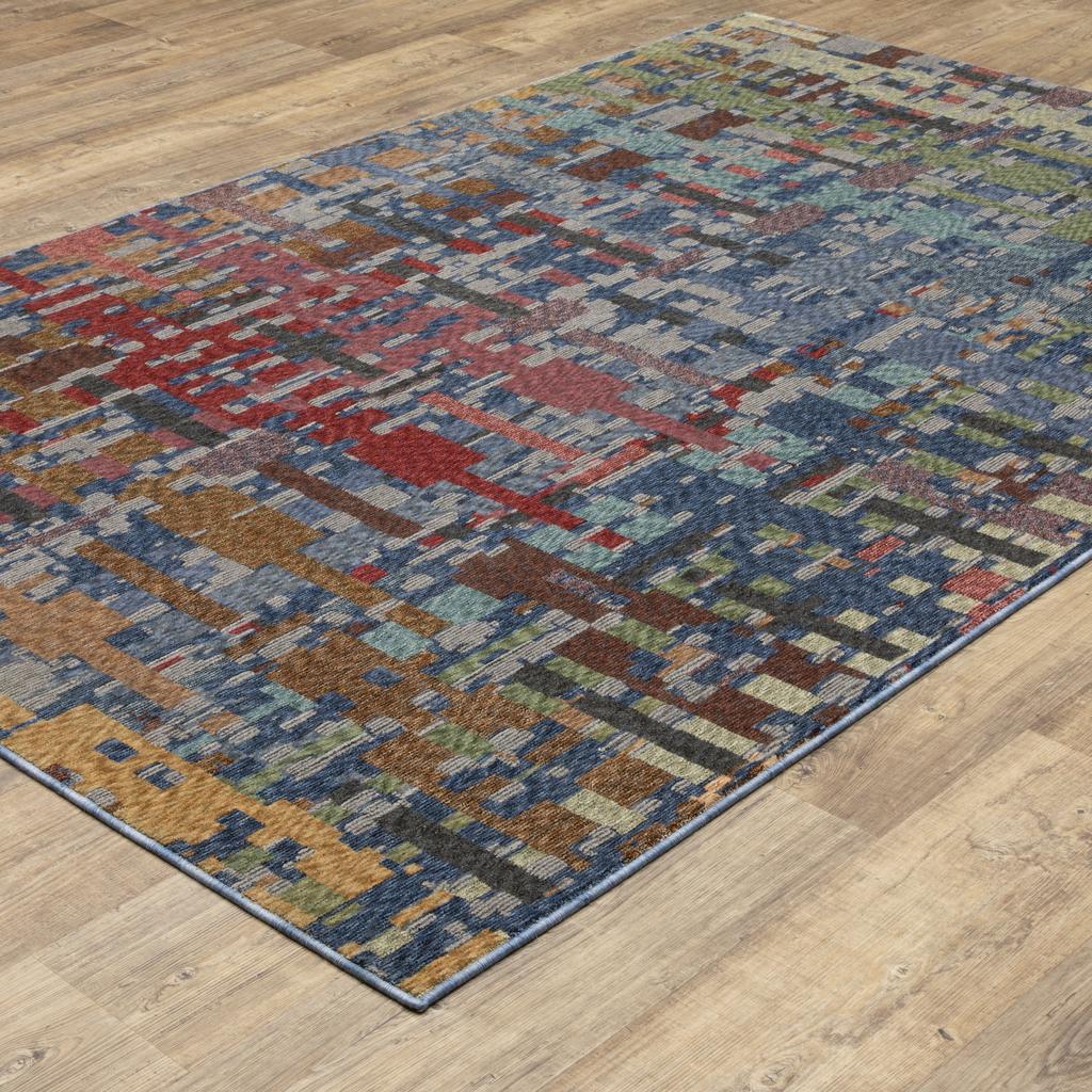 Oriental Weavers Tisdell TIS03 Blue Rectangle Indoor Area Rug Abstract Pattern-