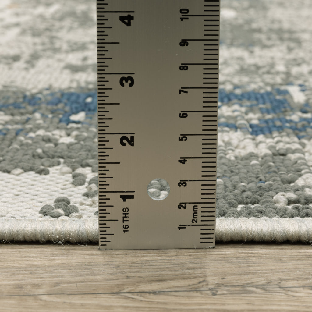 Oriental Weavers Torrey 140H1 Light Grey/Blue Rectangle Indoor / Outdoor Area Rug - Stain Resistant Machine Made Patio Rug with Abstract Pattern-