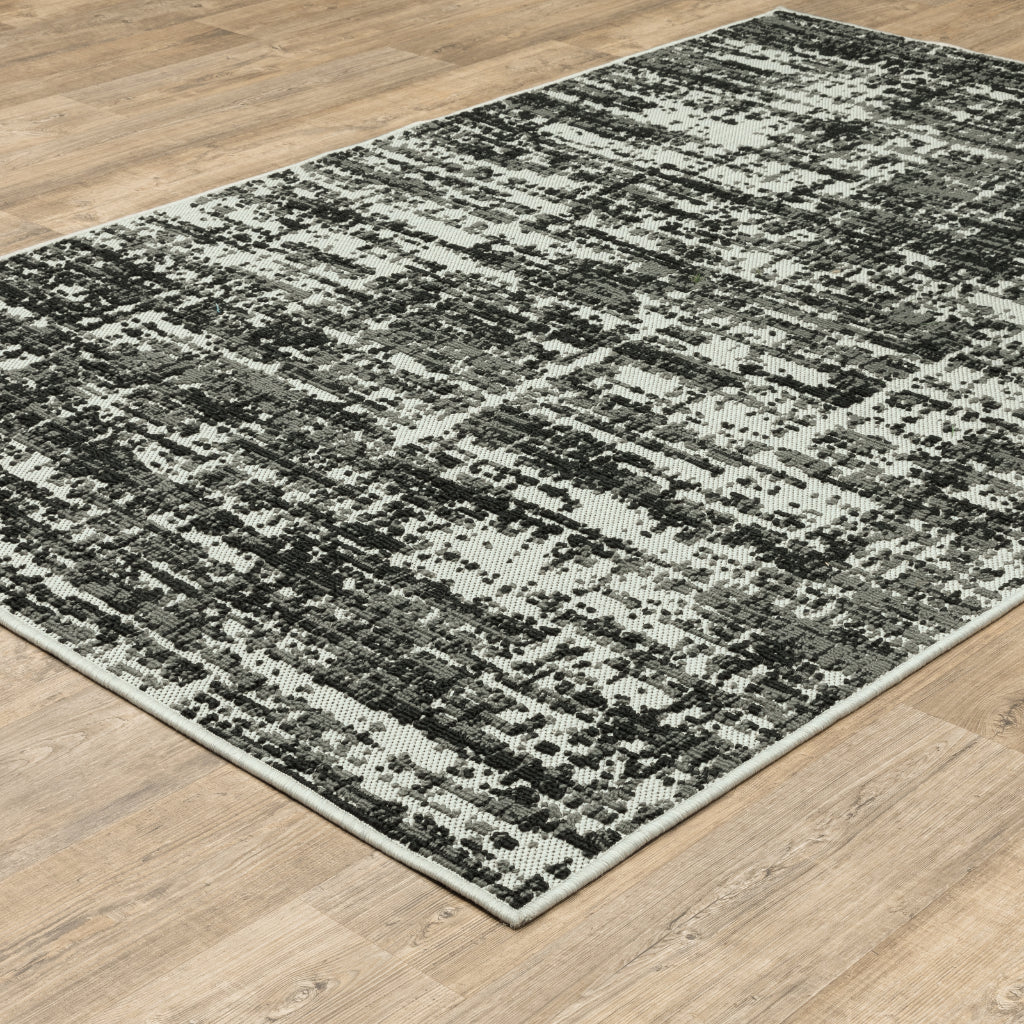 Oriental Weavers Torrey 531W1 Black/Light Grey Rectangle Indoor / Outdoor Area Rug - Stain Resistant Machine Made Patio Rug with Abstract Pattern-