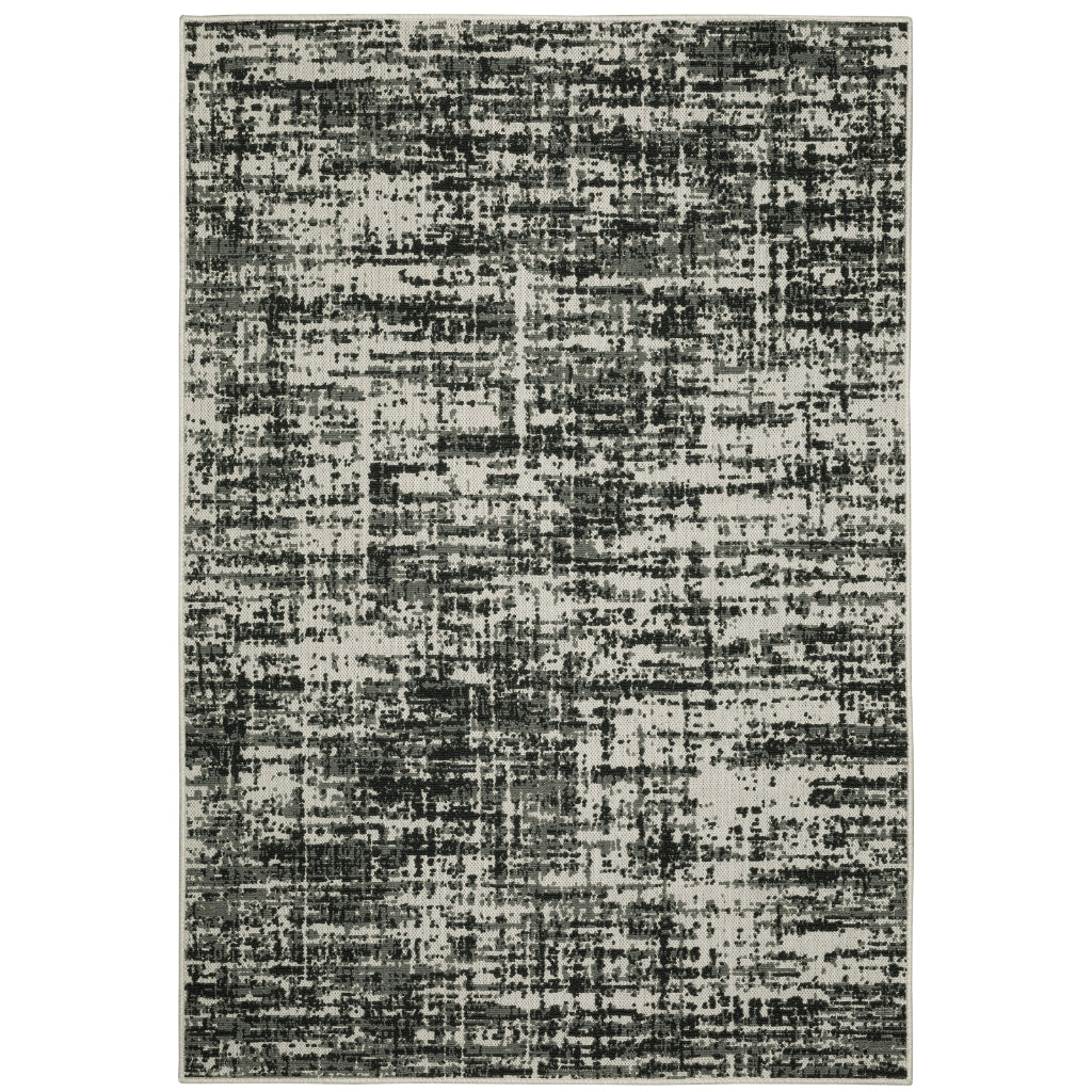 Oriental Weavers Torrey 531W1 Black/Light Grey Rectangle Indoor / Outdoor Area Rug - Stain Resistant Machine Made Patio Rug with Abstract Pattern-