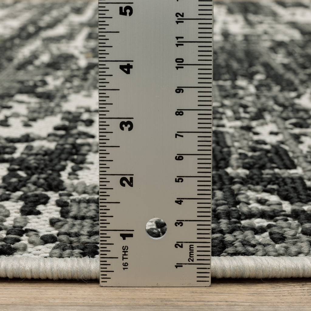 Oriental Weavers Torrey 531W1 Black/Light Grey Rectangle Indoor / Outdoor Runner - Stain Resistant Machine Made Entryway & Hallway Runner with Abstract Pattern-