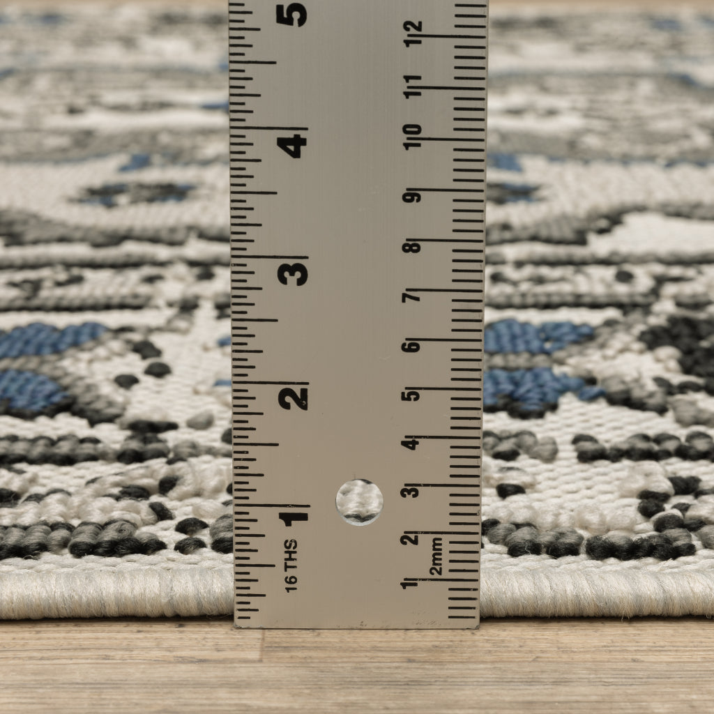 Oriental Weavers Torrey 5561H Light Grey/Grey Rectangle Indoor / Outdoor Area Rug - Stain Resistant Machine Made Patio Rug with Oriental Pattern-