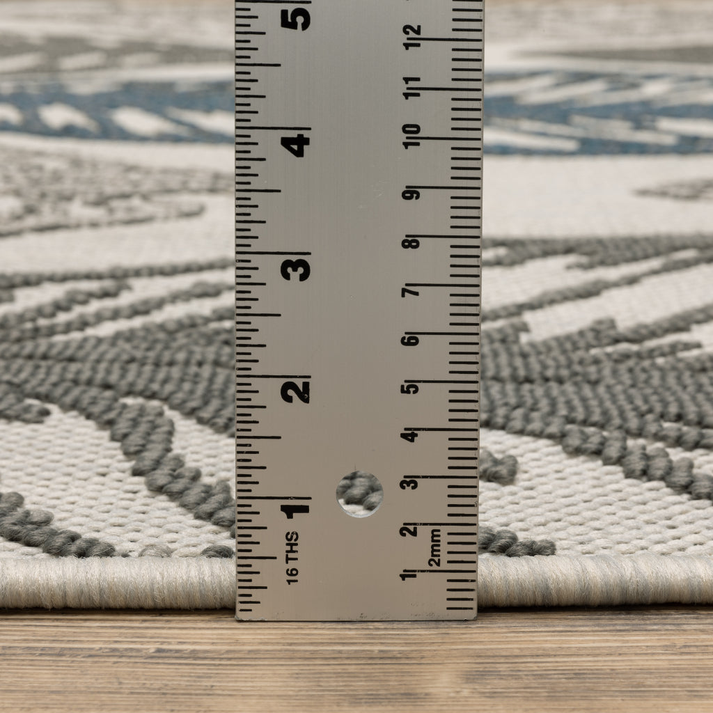 Oriental Weavers Torrey 5570Y Light Grey/Grey Rectangle Indoor / Outdoor Area Rug - Stain Resistant Machine Made Patio Rug with Botanical Pattern-