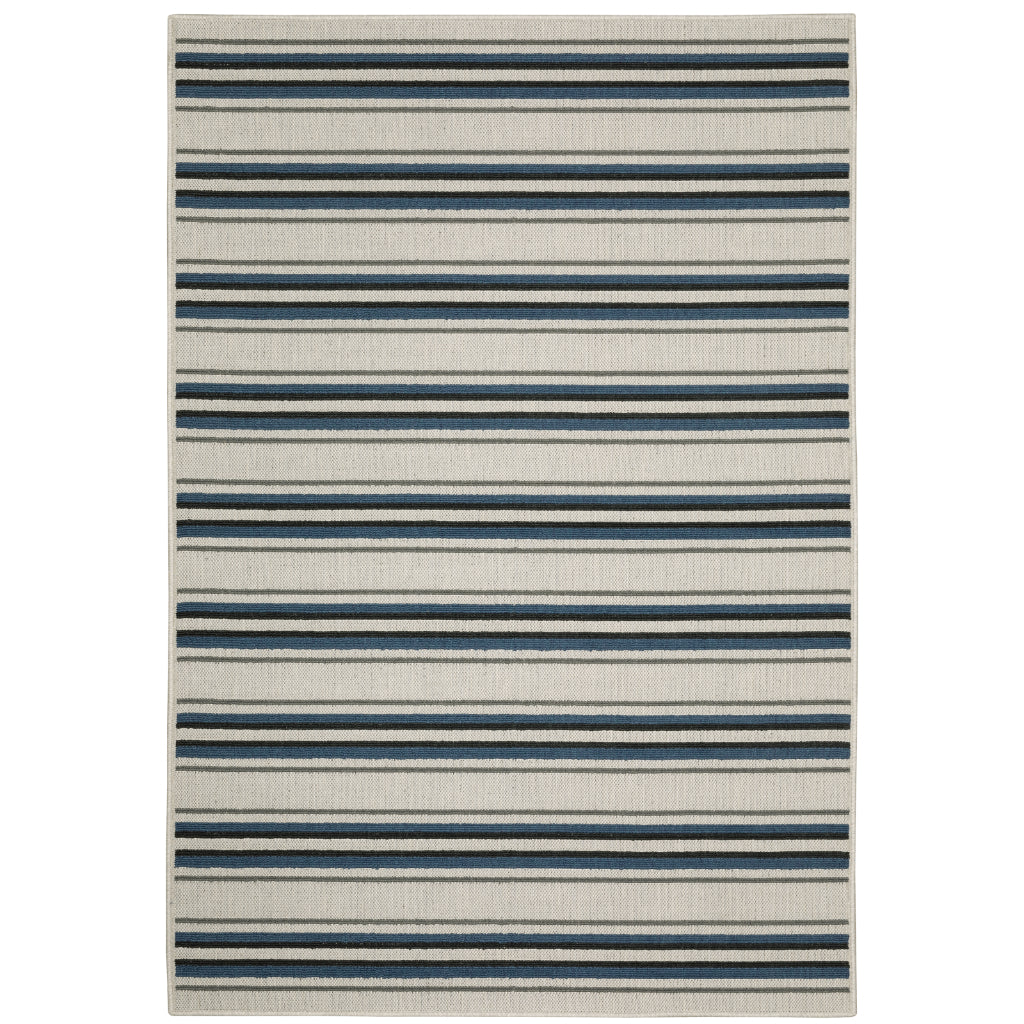 Oriental Weavers Torrey 5571Y Light Grey/Blue Rectangle Indoor / Outdoor Area Rug - Stain Resistant Machine Made Patio Rug with Geometric Pattern-