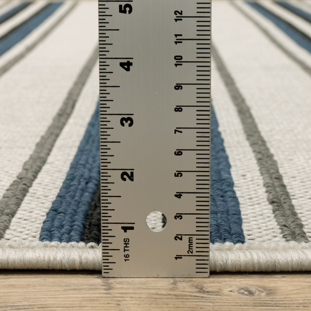 Oriental Weavers Torrey 5571Y Light Grey/Blue Rectangle Indoor / Outdoor Area Rug - Stain Resistant Machine Made Patio Rug with Geometric Pattern-