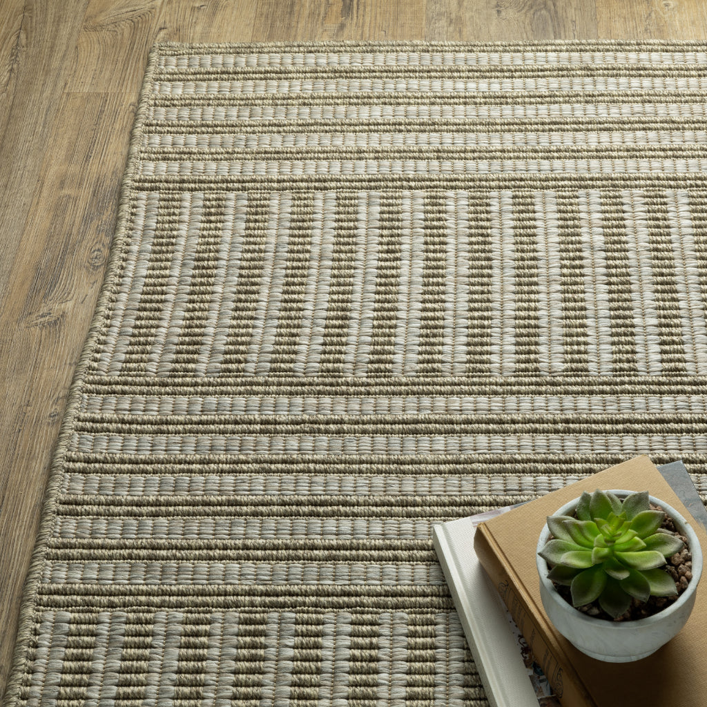 Oriental Weavers Tortuga TR02A Tan Rectangle Indoor Runner - Casual Stain Resistant Rug with Striped Design-