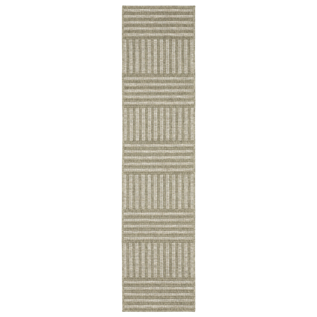 Oriental Weavers Tortuga TR02A Tan Rectangle Indoor Runner - Casual Stain Resistant Rug with Striped Design-