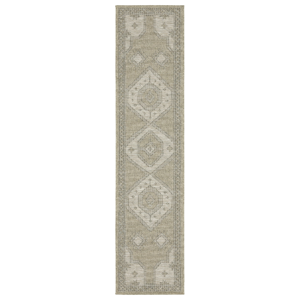 Oriental Weavers Tortuga TR08A Beige Rectangle Indoor Runner - Traditional Stain Resistant Rug with Medallion Design-