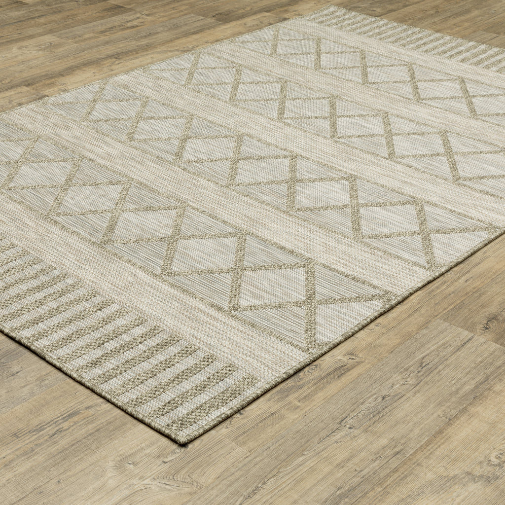Oriental Weavers Tortuga TR11A Tan Rectangle Indoor Area Rug - Casual Stain Resistant Rug with Geometric Design-