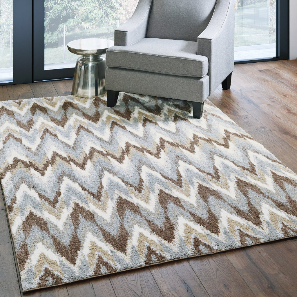 Oriental Weavers Verona 004D6 Multicolor Rectangle Indoor Area Rug - Luxurious Stain Resistant Shag Pile Rug with Geometric Design-