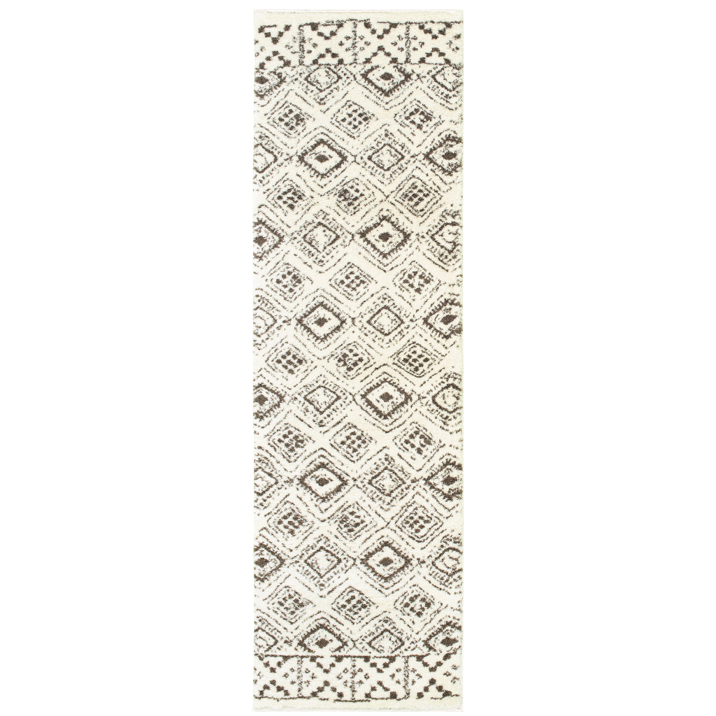 Oriental Weavers Verona 1330W Two-Color Rectangle Indoor Runner - Luxurious Stain Resistant Shag Pile Rug with Geometric Design-
