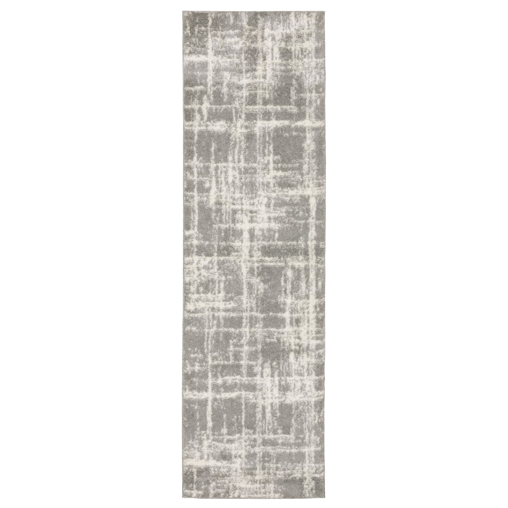 Oriental Weavers Verona 142E6 Gray Rectangle Indoor Runner - Luxurious Stain Resistant Shag Pile Rug with Abstract Design-