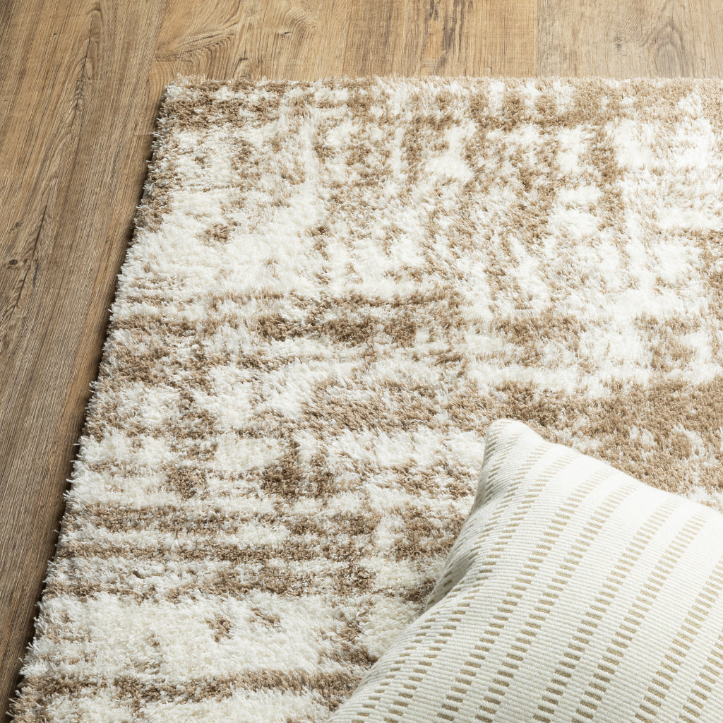 Oriental Weavers Verona 1803J Taupe Rectangle Indoor Runner - Luxurious Stain Resistant Shag Pile Rug with Abstract Design-