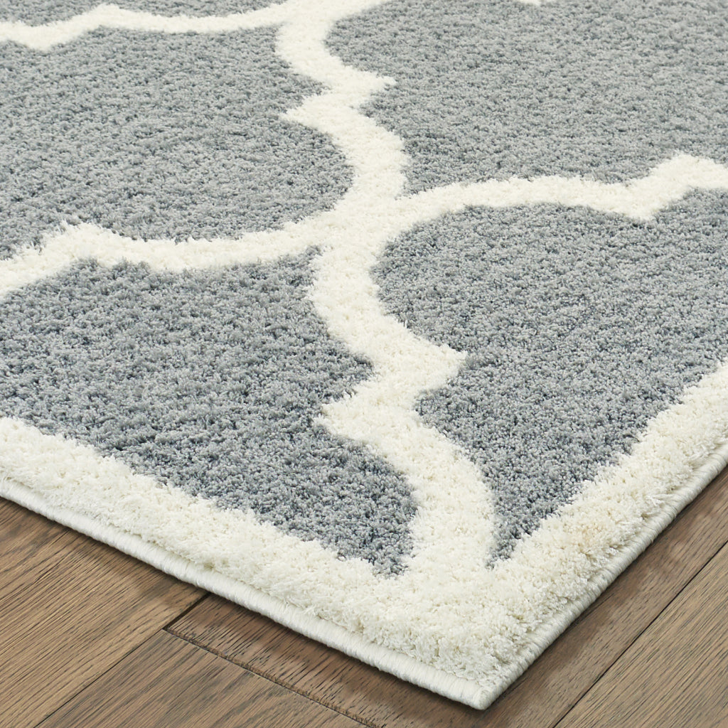 Oriental Weavers Verona 529H6 Gray Rectangle Indoor Runner - Luxurious Stain Resistant Shag Pile Rug with Geometric Design-