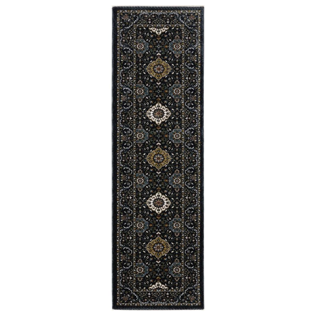 Oriental Weavers Vivian VI04C Navy Rectangle Indoor Runner Oriental Pattern-
