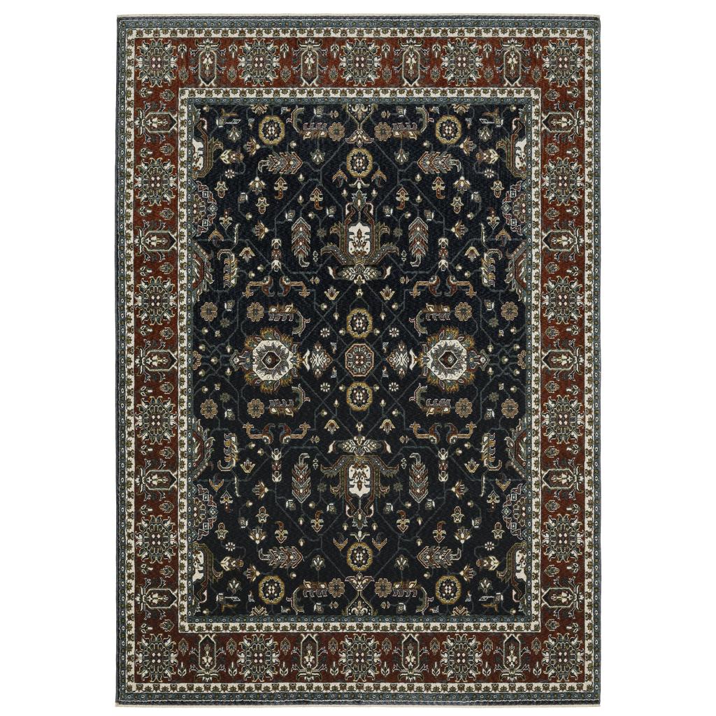 Oriental Weavers Vivian VI05A Navy Rectangle Indoor Area Rug Oriental Pattern-