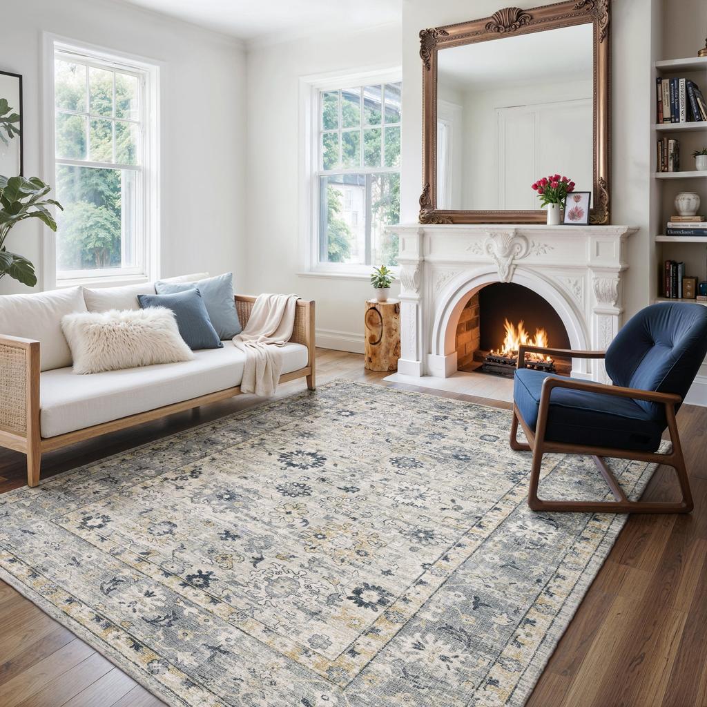 Oriental Weavers Windham WIN01 Grey Rectangle Indoor Area Rug Oriental Pattern-