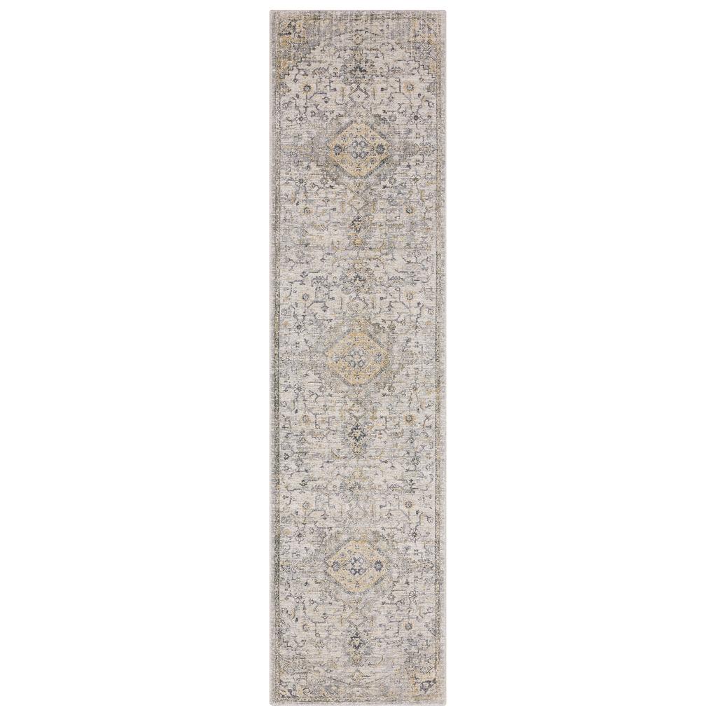 Oriental Weavers Windham WIN03 Grey Rectangle Indoor Runner Medallion Pattern-